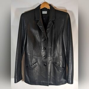 Preview Collection Genuine Lamb Skin Leather Button Up Jacket Blazer Size Large